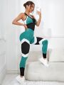 Yoga Future Colorblock Crisscross Backless Sports Jumpsuit