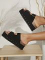 Women's Rivets Decoration Wedge Sandals