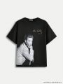 Elvis Presley X SHEIN Men Short Sleeve Portrait Print T-Shirt