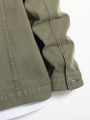 Men Ripped Flap Pocket Denim Jacket Without Tee