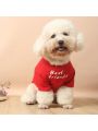 1pc Polyester Thin Alphabet Printed Comfortable & Breathable Pet T-shirt Suitable For Small Cats & Dogs For All Seasons