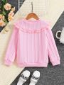 Girls (small) Pink Long-sleeved Cute Sweatshirt