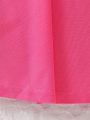 SHEIN Kids QTFun Tween Girls' Polo Collar Pleated Hemline & Cuffs Sporty Dress