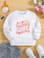Little Girls' Casual Letter Printed Pullover Fleece Sweatshirt