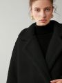 Anewsta Solid Color Plush Coat With Lapel Collar And Single Button Closure