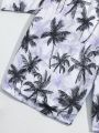 Teen Boys' Swimsuit Set With Botanical Print And Woven Fabric