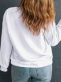 SHEIN LUNE Plus Letter & Bull Head Graphic Drop Shoulder Sweatshirt