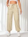 SHEIN Daily&Casual Women'S Solid Color Drawstring Waist And Elastic Cuffs Sweatpants