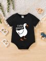 Baby Boys' Casual Wearable Basic Bodysuit With Fun Letter Pattern, Suitable For Layering