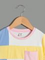 SHEIN Kids EVRYDAY Young Boys' Casual Comfortable Color Block T-Shirt