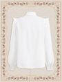 SHEIN DECDS Vintage Elegant Women's Shirt With New Year Frilled Edge Detail For Autumn And Winter