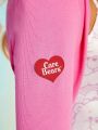 SHEIN X Care Bears 1pc Cartoon Graphic Fuzzy Trim Cami Dress & 1pc Bolero Shrug Top