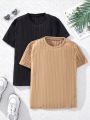 2pcs/set Teenage Girls' Casual Short Sleeve T-shirt