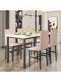 5-Piece Dining Table Set, Faux Marble Dining Table with 4 Upholstered Chairs, Dining Table Set for 4, 5-Piece Dining Room Table Set for Small Space, Breakfast Table and Chairs Set for 4, Home & Kitchen Sets