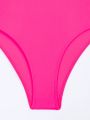SHEIN Swim SPRTY Ladies' Colorblock Shoulder Strap One-piece Swimsuit