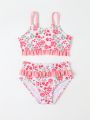 Baby/Toddler Girls' Floral Print Ruffled Swimsuit