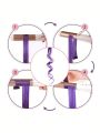 5pcs Set Purple Clip In Synthetic Hair Extension Long Straight  For Women Girl Kids With Cosply