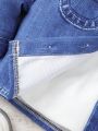 Baby Boy Turn-Down Collar Denim-Effect Print Coat