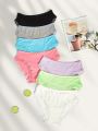 Women's Solid Color Lace Trimmed Triangle Panties