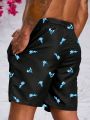 Men's Plus Size Character Surfing Print Beach Shorts