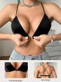 Music Festival Push Up Bra With Front Closure And Comfortable Cross-Back Design