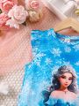 SHEIN Kids QTFun Young Girl Snowflake Printed Short Sleeve Dress
