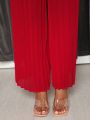 SHEIN Slayr Solid Color V-neck Cropped Top And Wide Leg Pants Two Piece Set