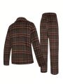Boys' Double Breasted Grid Pattern Suit Jacket And Pants Set