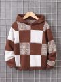 SHEIN Kids EVRYDAY Boys' (big) Plaid Hooded Sweater