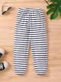 SHEIN Kids SPRTY Toddler Boys' Letter Patched Sporty Long Pants