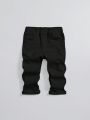 SHEIN Baby Boys' Distressed Jeans With Fleece Lining