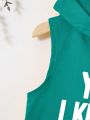 SHEIN Kids EVRYDAY 2pcs/Set Toddler Boys' Casual Sport Sleeveless Top And Shorts With Printed Letters