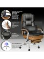 SeekFancy Reclining Office Chair with Footrest O203, Big and Tall Office Chair 500lbs Wide Seat with 170° Backrest, Black Pu Leather Managerial Desk Chair, High Back Large Executive Office Chair