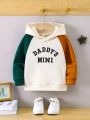 SHEIN Young Boy Color Block Hoodie With Raglan Sleeve