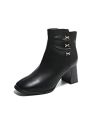 Women's Fashionable Chunky Heel Ankle Boots 2022 Autumn/winter New French Style Pointed Toe Side Zipper Chic Boots