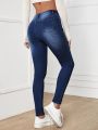 SHEIN Essnce High Waisted Zip Up Skinny Jeans