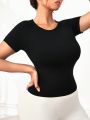 Yoga Basic Plus Size Women'S Round Neck Raglan Short Sleeve Sports T-Shirt