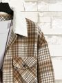 Manfinity Homme Men's Plaid Collar With Contrast Color Long Sleeve Jacket