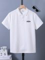 Teenage Boys' Short Sleeve Polo Shirt With Letter Patch Details