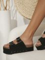 Women's Rivets Decoration Wedge Sandals