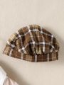 Gentleman Style Baby Boy's Plaid Shorts Set With Bow Tie 2 In 1 Short Sleeve Shirt And Hat, School Outfit