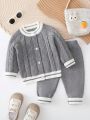 Fall/winter New Arrival Baby Boys' Contrast Color Edge Sweater Set