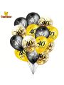 30 40 50 60th 70 80 Years Old Birthday Party Supplies, 15PCS Latex Balloon Confetti Balloon Set Combination Adult Birthday Party Decorations, Golden