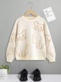 Girls' Cute Cat Pattern Pullover Sweater