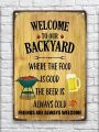 1pc Welcome To Our Backyard Metal Tin Sign,8 X 12 Funny Patio Decoration Sign,Outdoor Pool Backyard Bar Sign,Backyard Sign For Garden Decoration,Farmhouse Sign For Decor, Wall Art Sign For Cafe,Bar