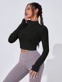 SHEIN Leisure Women's Solid Color Zipper Sweatshirt For Sports