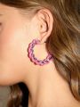 SHEIN ICON 1pair Color-block Fashionable Hoop Earrings