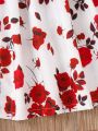 SHEIN Kids SUNSHNE Girls Floral Print Ruffle Trim Dress