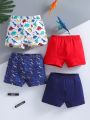 Boys' Simple Printed 4pcs/Set Boxer And Briefs Combination