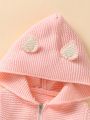 Baby Boys' 3d Ear Design Zipper Hooded Sweater Romper
